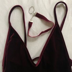 American Apparel Burgundy Velvet Dress w/ Choker